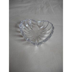 Heart Shaped Clear Glass Trinket Jewelry Ring Coin, Nut, Dish - Estate Find